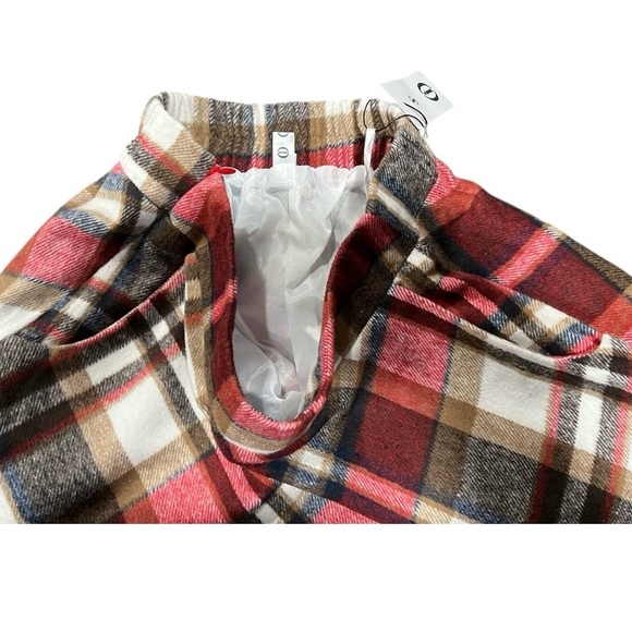 Womens Long Wool Plaid Tartan Aline High Waisted Winter Skirt Small Wine Red - Picture 9 of 11